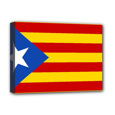 Blue Estelada Catalan Independence Flag Deluxe Canvas 16  X 12  (stretched)  by abbeyz71