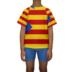 Blue Estelada Catalan Independence Flag Kids  Short Sleeve Swimwear by abbeyz71