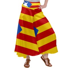 Blue Estelada Catalan Independence Flag Satin Palazzo Pants