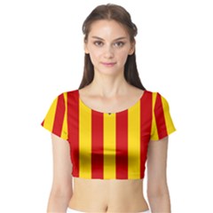 Blue Estelada Catalan Independence Flag Short Sleeve Crop Top by abbeyz71