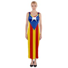 Blue Estelada Catalan Independence Flag Fitted Maxi Dress by abbeyz71