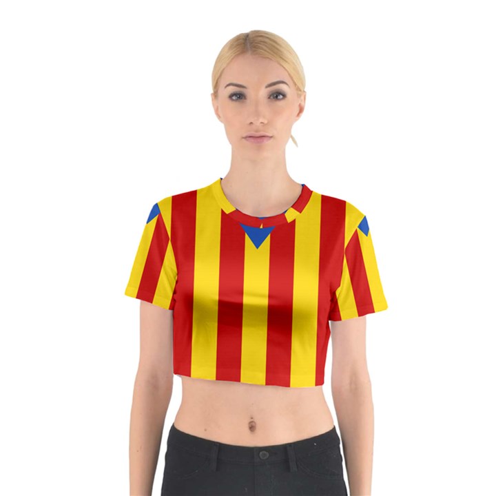 Blue Estelada Catalan Independence Flag Cotton Crop Top