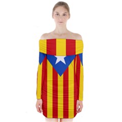 Blue Estelada Catalan Independence Flag Long Sleeve Off Shoulder Dress by abbeyz71