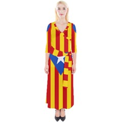 Blue Estelada Catalan Independence Flag Quarter Sleeve Wrap Maxi Dress by abbeyz71