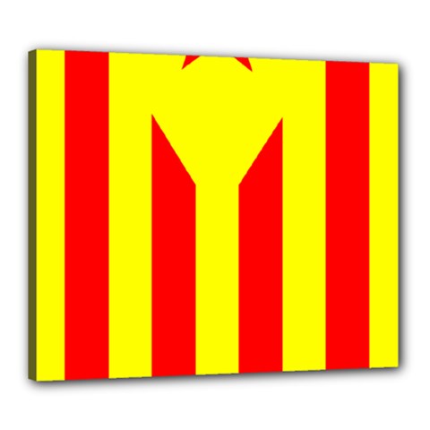 Red Estelada Catalan Independence Flag Canvas 24  X 20  (stretched) by abbeyz71