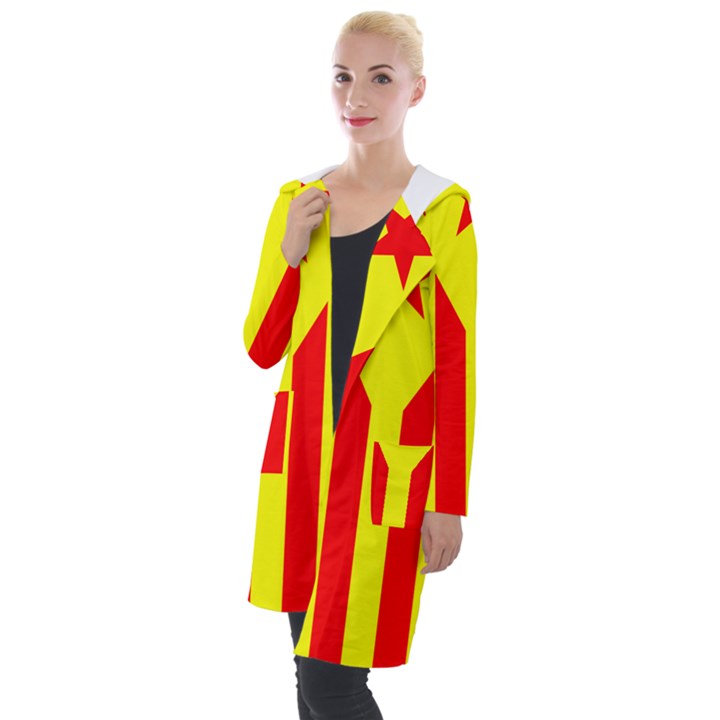 Red Estelada Catalan Independence Flag Hooded Pocket Cardigan