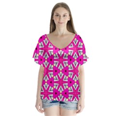 Karnival V-neck Flutter Sleeve Top by bykenique