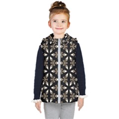 Black, Brown And Cream Geo Kids  Hooded Puffer Vest by bykenique