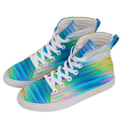 Wave Rainbow Bright Texture Men s Hi-top Skate Sneakers by Pakrebo