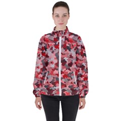 Black Red  High Neck Windbreaker (women) by artifiart