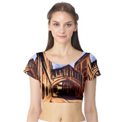 Street Architecture Building Short Sleeve Crop Top