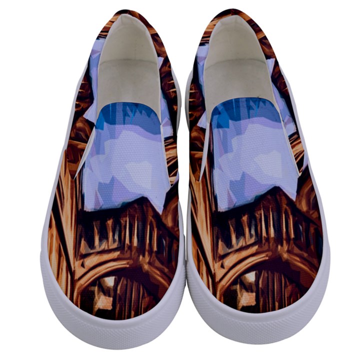 Street Architecture Building Kids  Canvas Slip Ons