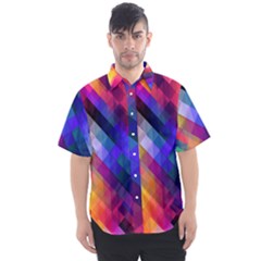 Abstract Background Colorful Pattern Men s Short Sleeve Shirt