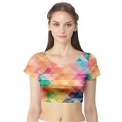 Texture Background Squares Tile Short Sleeve Crop Top