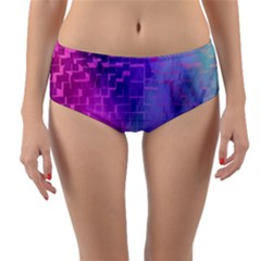 Texture Cell Cubes Blast Color Reversible Mid-waist Bikini Bottoms by Pakrebo