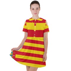 Flag Of Valencia  Short Sleeve Shoulder Cut Out Dress  by abbeyz71