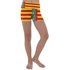 Flag Of Valencia  Kids  Lightweight Velour Yoga Shorts by abbeyz71