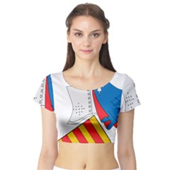 Flag Map Of Valencia Short Sleeve Crop Top by abbeyz71