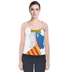 Flag Map Of Valencia Velvet Spaghetti Strap Top by abbeyz71