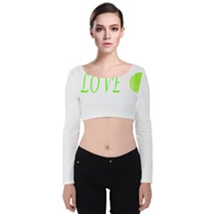 I Lovetennis Velvet Long Sleeve Crop Top by Greencreations