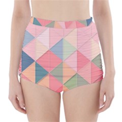 Background Geometric Triangle High-waisted Bikini Bottoms by Pakrebo