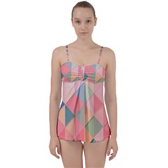 Background Geometric Triangle Babydoll Tankini Set