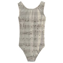 Vintage Beige Music Notes Kids  Cut-out Back One Piece Swimsuit by Pakrebo