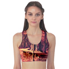 Forest Autumn Trees Trail Road Sports Bra by Pakrebo