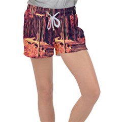 Forest Autumn Trees Trail Road Women s Velour Lounge Shorts by Pakrebo