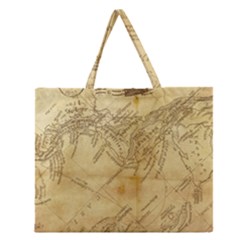 Vintage Map Background Paper Zipper Large Tote Bag by Pakrebo