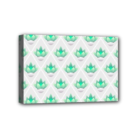 Plant Pattern Green Leaf Flora Mini Canvas 6  X 4  (stretched) by Pakrebo