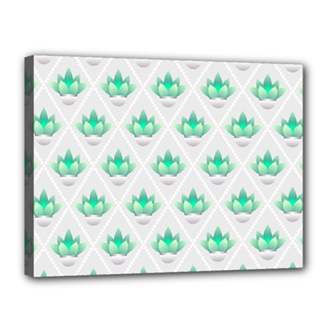 Plant Pattern Green Leaf Flora Canvas 16  X 12  (stretched) by Pakrebo