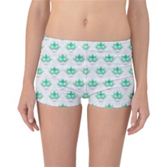 Plant Pattern Green Leaf Flora Reversible Boyleg Bikini Bottoms by Pakrebo