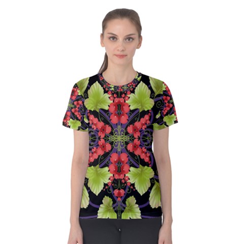 Pattern Berry Red Currant Plant Women s Cotton Tee by Pakrebo