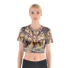 Tree Forest Woods Nature Landscape Cotton Crop Top by Pakrebo