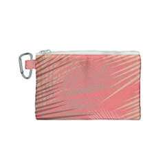 Palms Shadow On Living Coral Canvas Cosmetic Bag (small) by LoolyElzayat