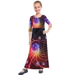 Physics Quantum Physics Particles Kids  Quarter Sleeve Maxi Dress by Pakrebo