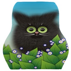 Kitten Black Furry Illustration Car Seat Back Cushion 