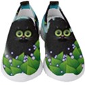 Kitten Black Furry Illustration Kids  Slip On Sneakers View1