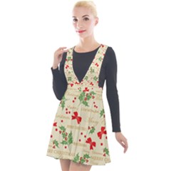 Christmas Paper Scrapbooking Plunge Pinafore Velour Dress by Pakrebo