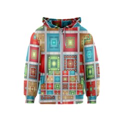 Tiles Pattern Background Colorful Kids  Zipper Hoodie by Pakrebo