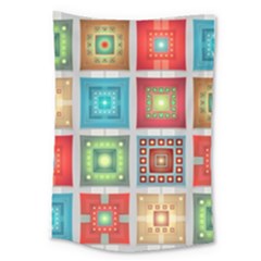 Tiles Pattern Background Colorful Large Tapestry by Pakrebo