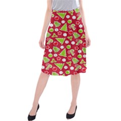 Christmas Paper Scrapbooking Pattern Midi Beach Skirt