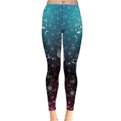 Turquoise Stars And Galaxy Print Leggings  by PattyVilleDesigns