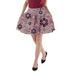 Background Floral Flower Stylised A-line Pocket Skirt by Pakrebo