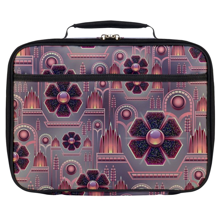 Background Floral Flower Stylised Full Print Lunch Bag