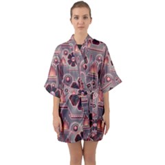 Background Floral Flower Stylised Quarter Sleeve Kimono Robe by Pakrebo