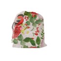 Christmas Bird Floral Berry Drawstring Pouch (Large) View2