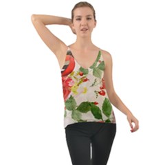 Christmas Bird Floral Berry Chiffon Cami