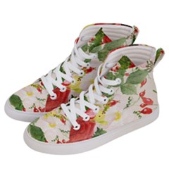 Christmas Bird Floral Berry Men s Hi-top Skate Sneakers by Pakrebo